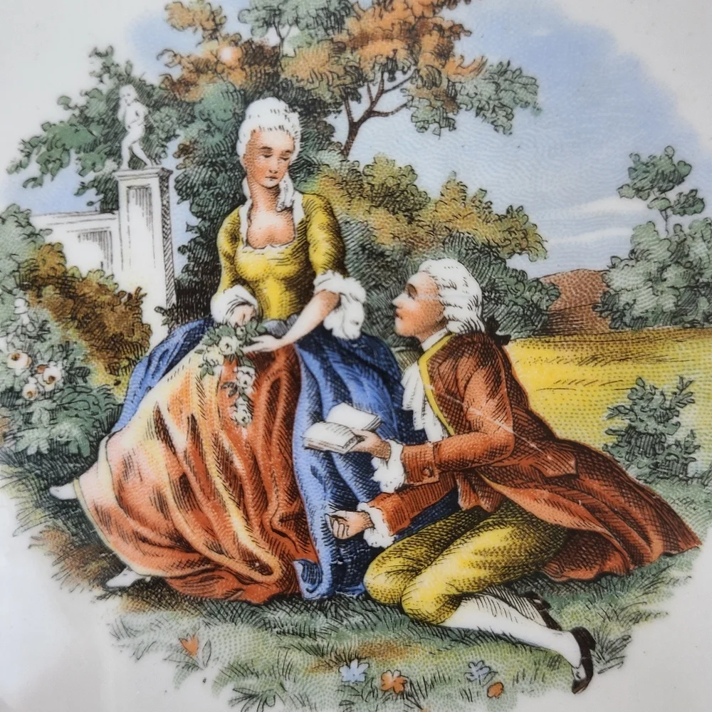 King Quality Hand Painted 22 KT. Gold USA Fragonard Rococo Vintage Plates- Set